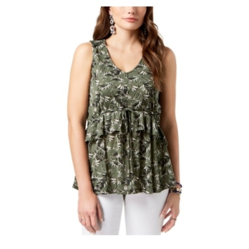 Style & Co. Petite Floral Print Peplum Top - PS